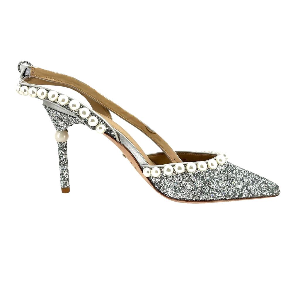 Nicola Bathie x Antonio Melani Glitter Pearls Ankle Strap Heels Size 9 Wedding - Picture 2 of 10